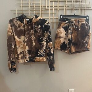 Tie-Dye Hoodie and Shorts Set